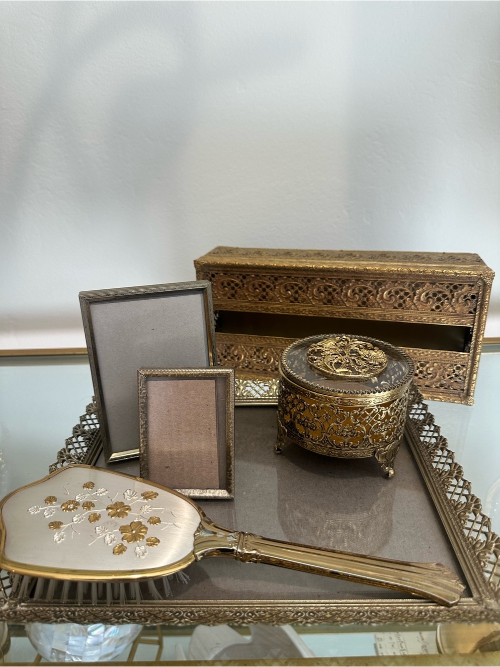 Vintage matson style Gold Decorative Vanity Set -